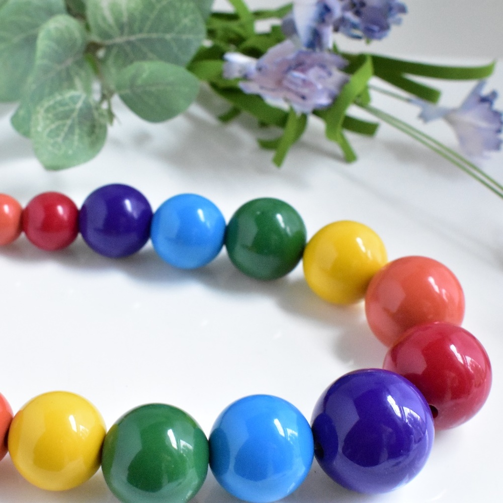 Rainbow Color Large Bright Beaded Necklace
